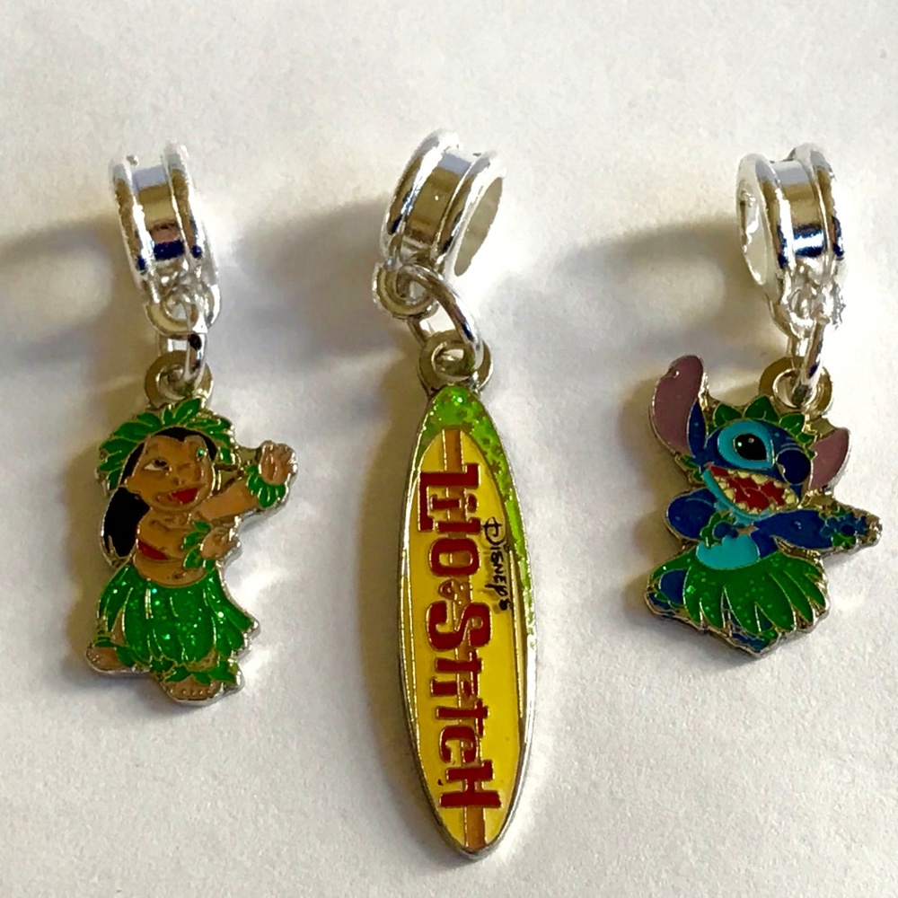Vintage Disney Lilo & Stitch Charms European Bead Retired Aulani Hawaii Bracelet